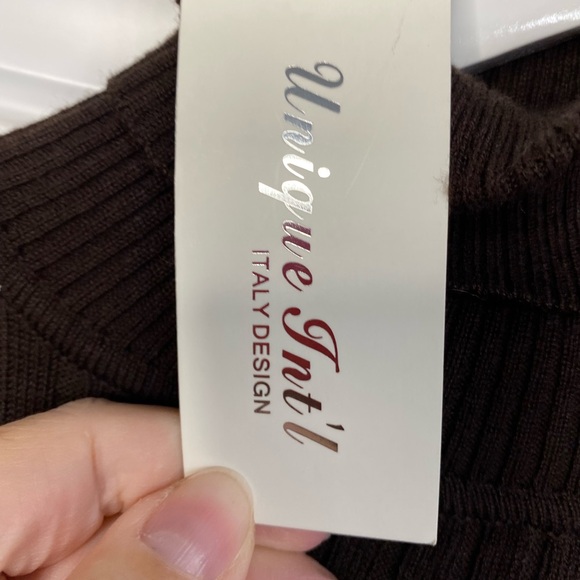 NWT Women’s Size Large Brown Camel Striped Turtleneck Sweater Ribbed Top Shirt - Picture 3 of 8